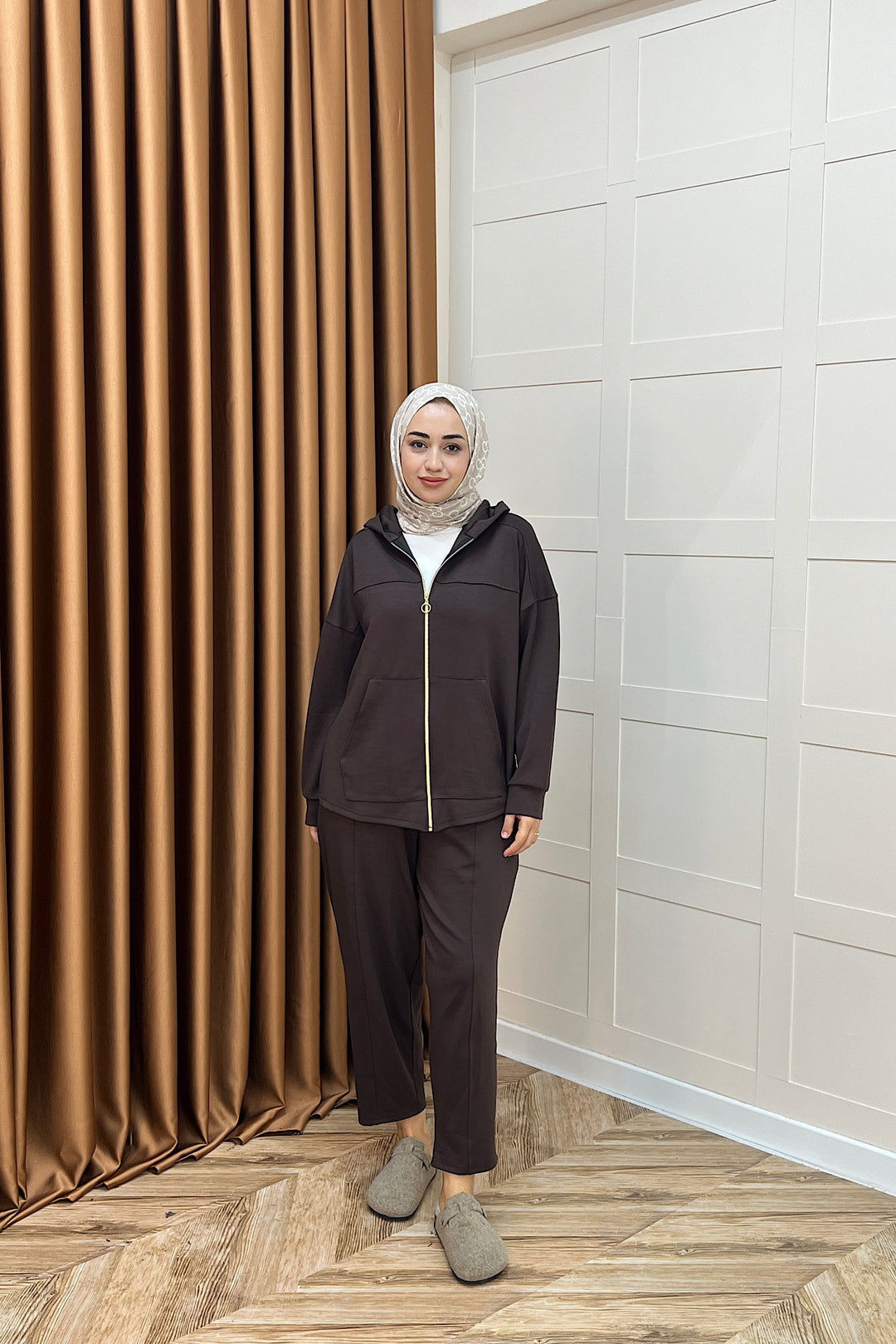 Efsa Kapüşonlu Takım Kahverengi 70149-KAHVERENGI