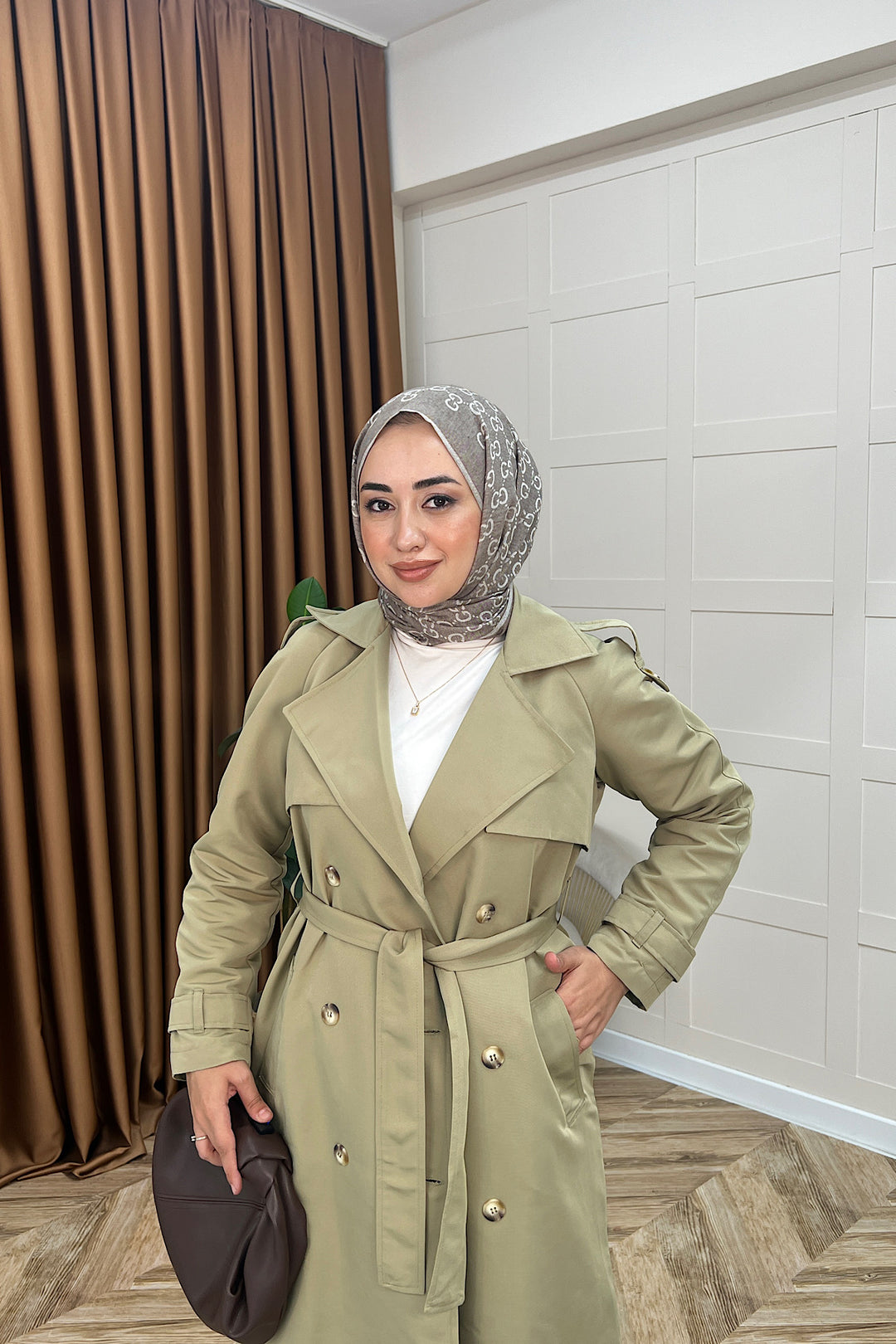 Hazel Astarlı Trençkot Çağla Yeşili 5532-CAGLAYESILI