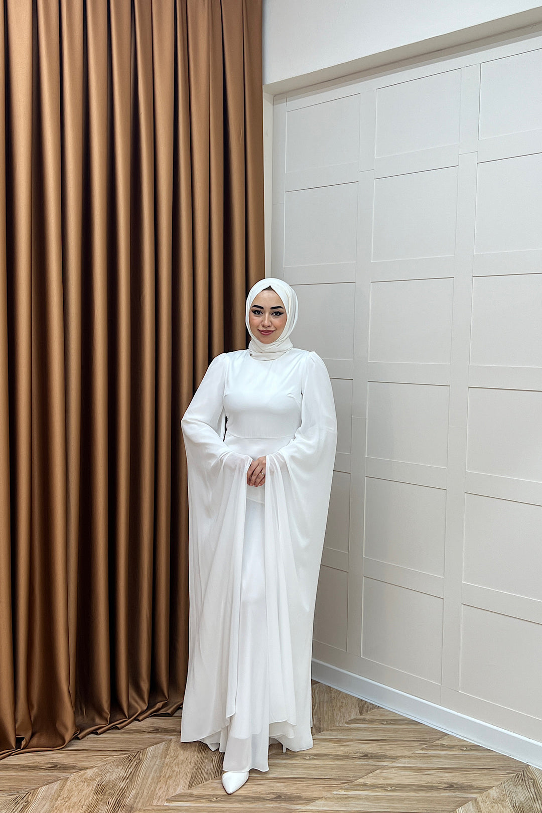 Lucca Saten Garnili Abiye Beyaz 3077-BEYAZ
