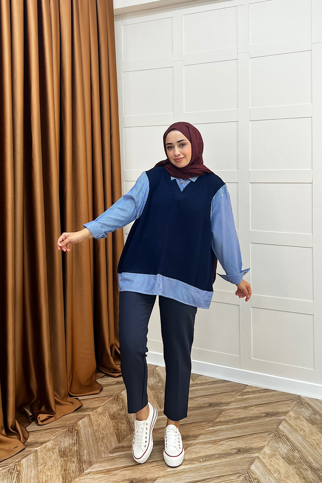 Triko Süveterli Gömlek Lacivert 24730-LACIVERT