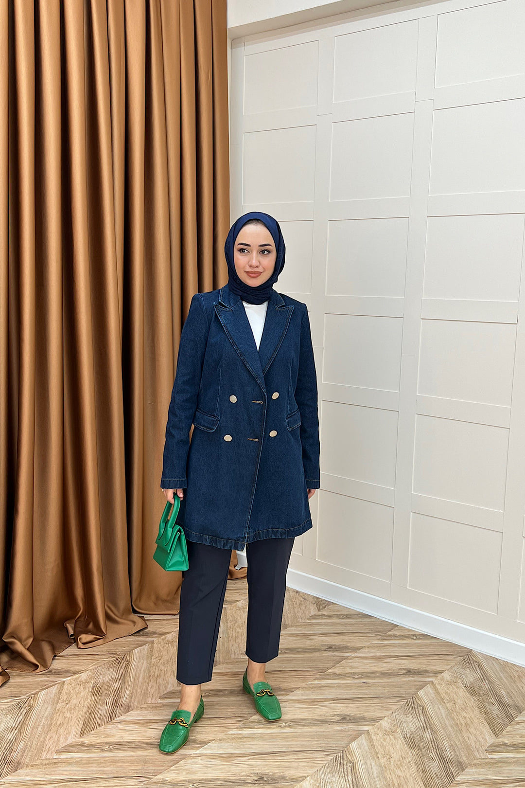 Dört Düğme Kot Ceket Lacivert 6187-LACIVERT