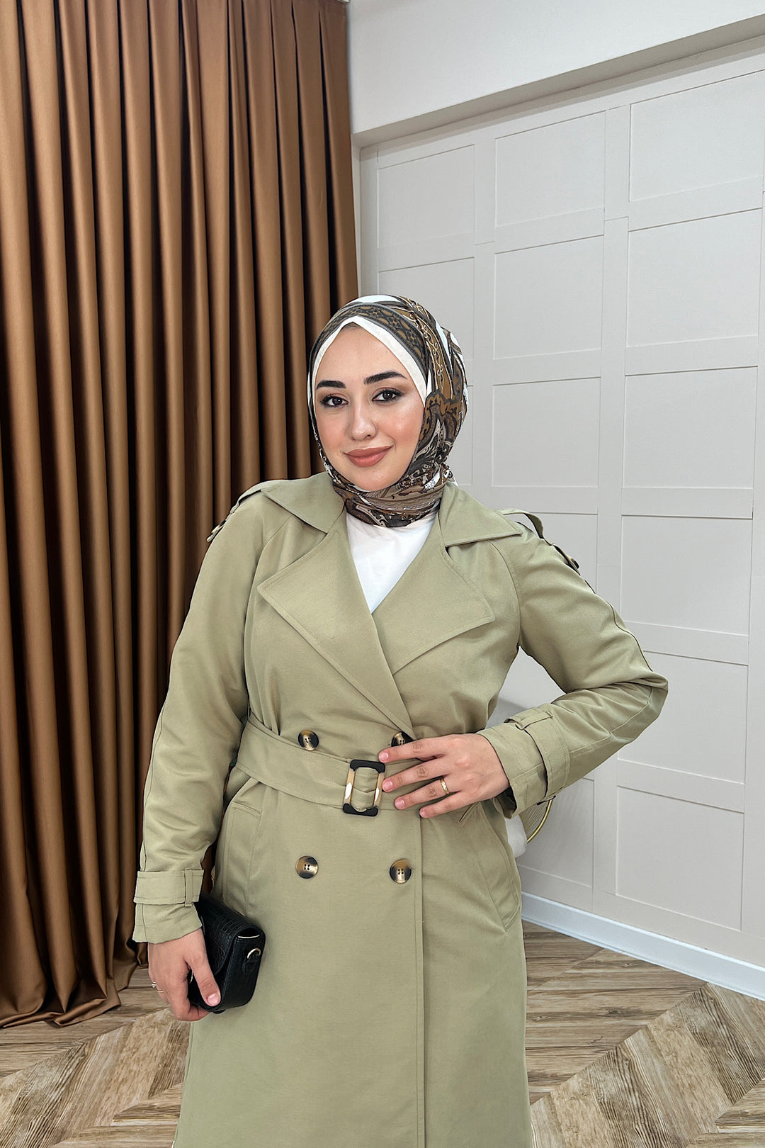 Pamella Kuşaklı Trençkot Çağla Yeşili 5533-CAGLAYESILI