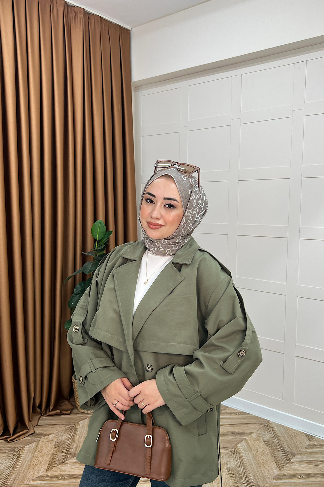 Pera Kuşaklı Trençkot Haki 5534-HAKI