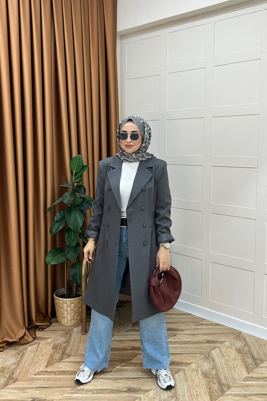 Fermin Uzun Blazer Ceket Antrasit 1008-ANTRASIT
