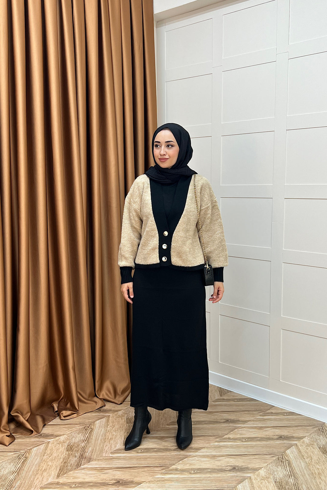 Sezen İkili Triko Elbise Camel 241090-CAMEL