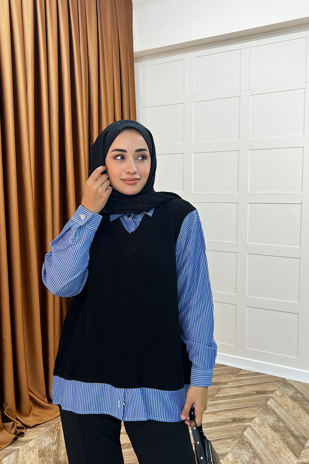 Triko Süveterli Gömlek Siyah 24730-SIYAH