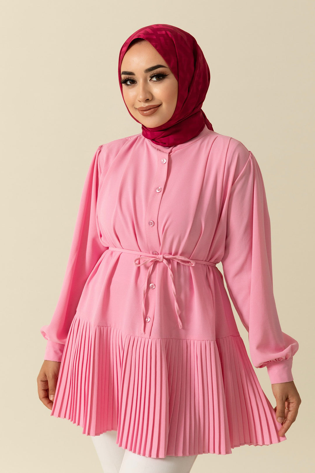 Piliseli Hakim Yaka Gömlek Pembe 1905-PEMBE