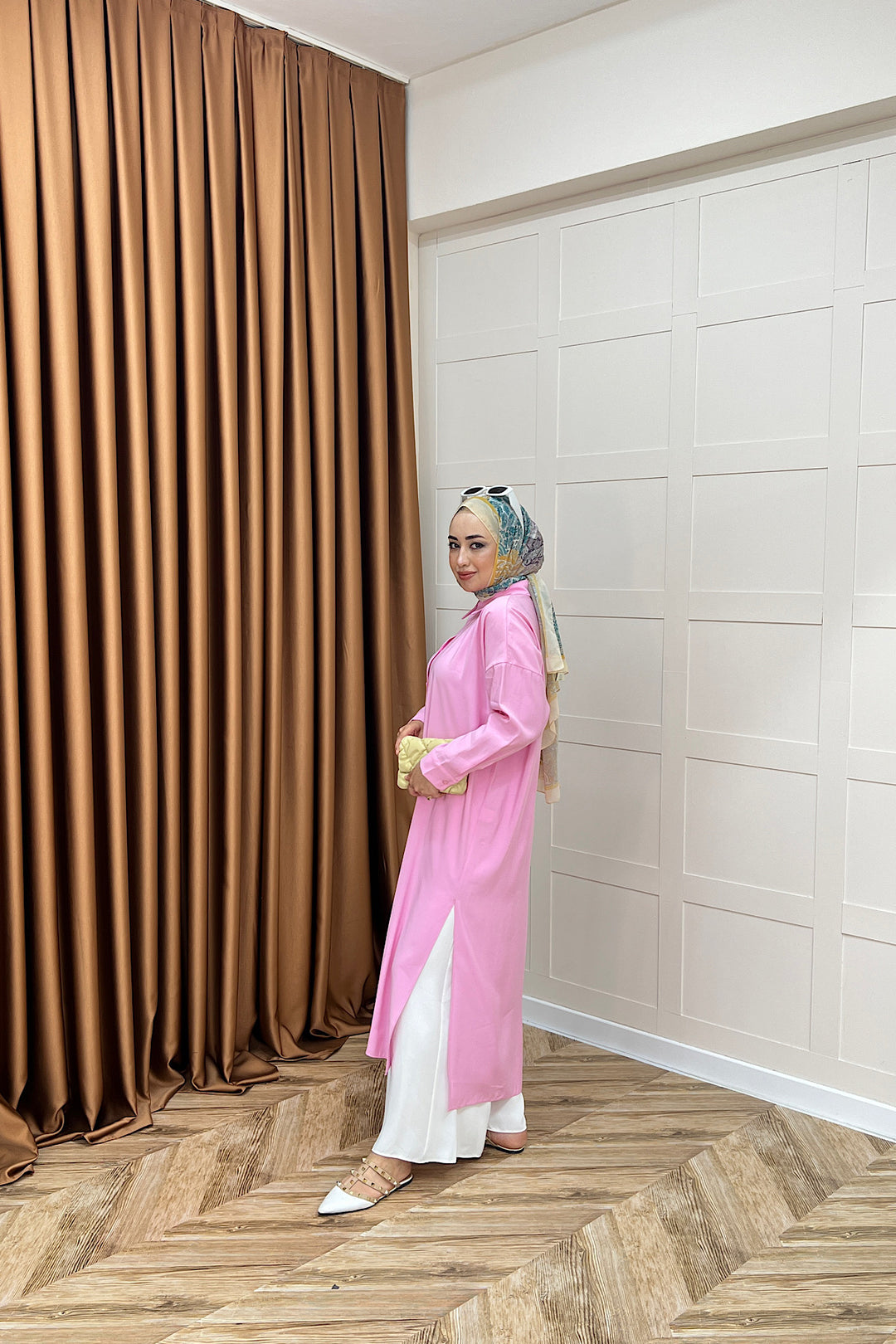 Cupra Uzun Tunik Pembe 02760-PEMBE