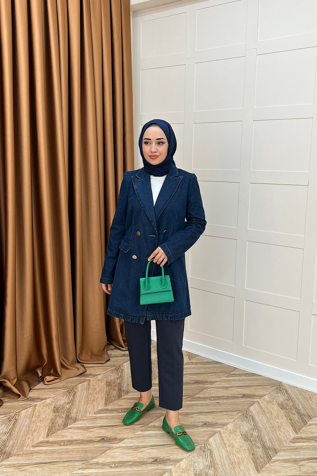 Dört Düğme Kot Ceket Lacivert 6187-LACIVERT