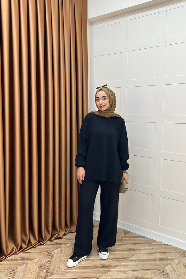 Dilşah Angora İkili Triko Takım Siyah 25650-SIYAH