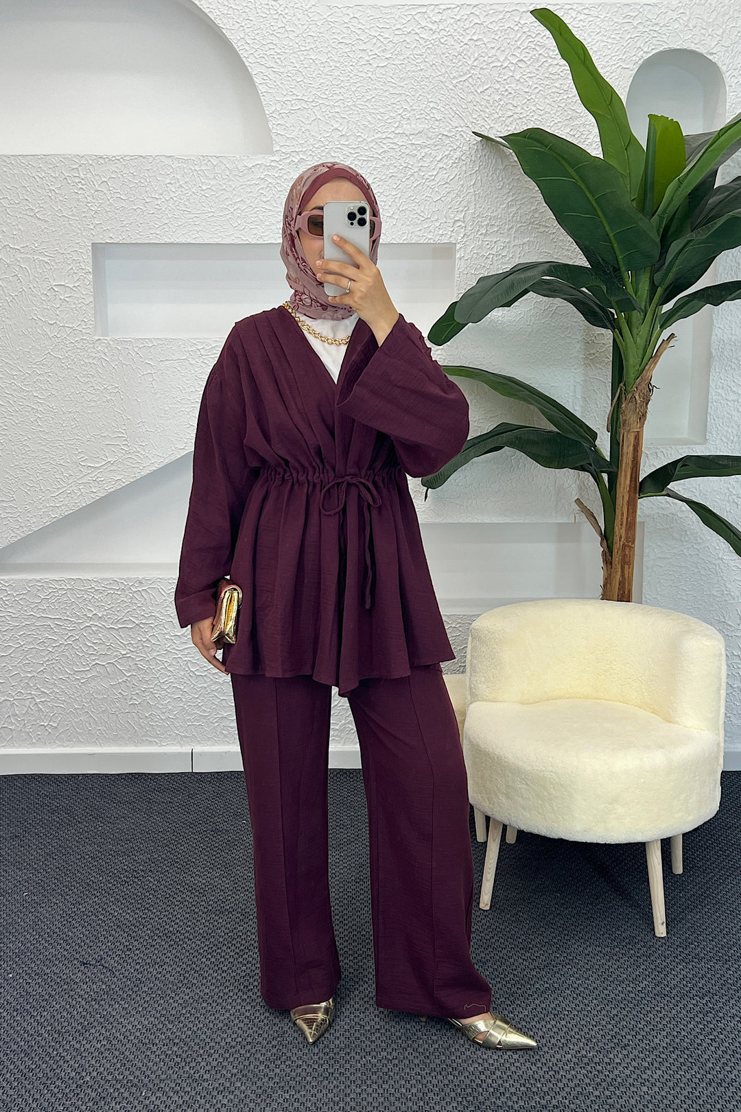 Müslin İkili Takım Bordo 1998-BORDO