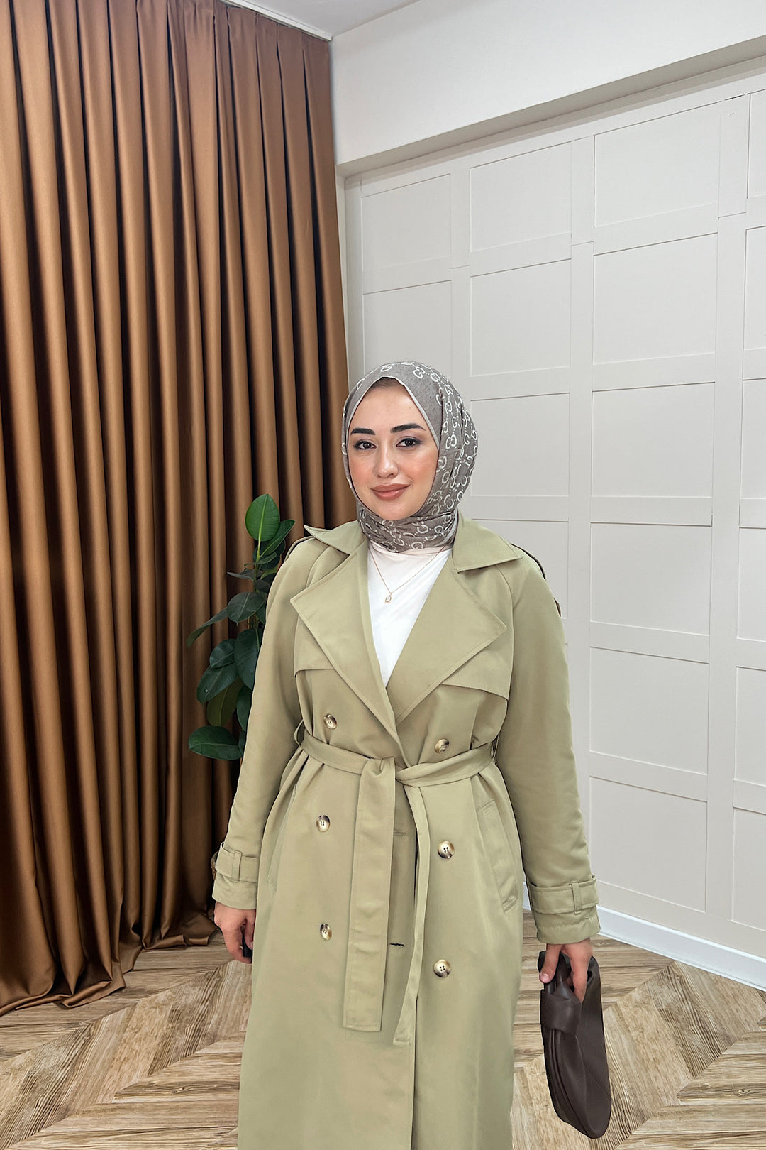 Hazel Astarlı Trençkot Çağla Yeşili 5532-CAGLAYESILI