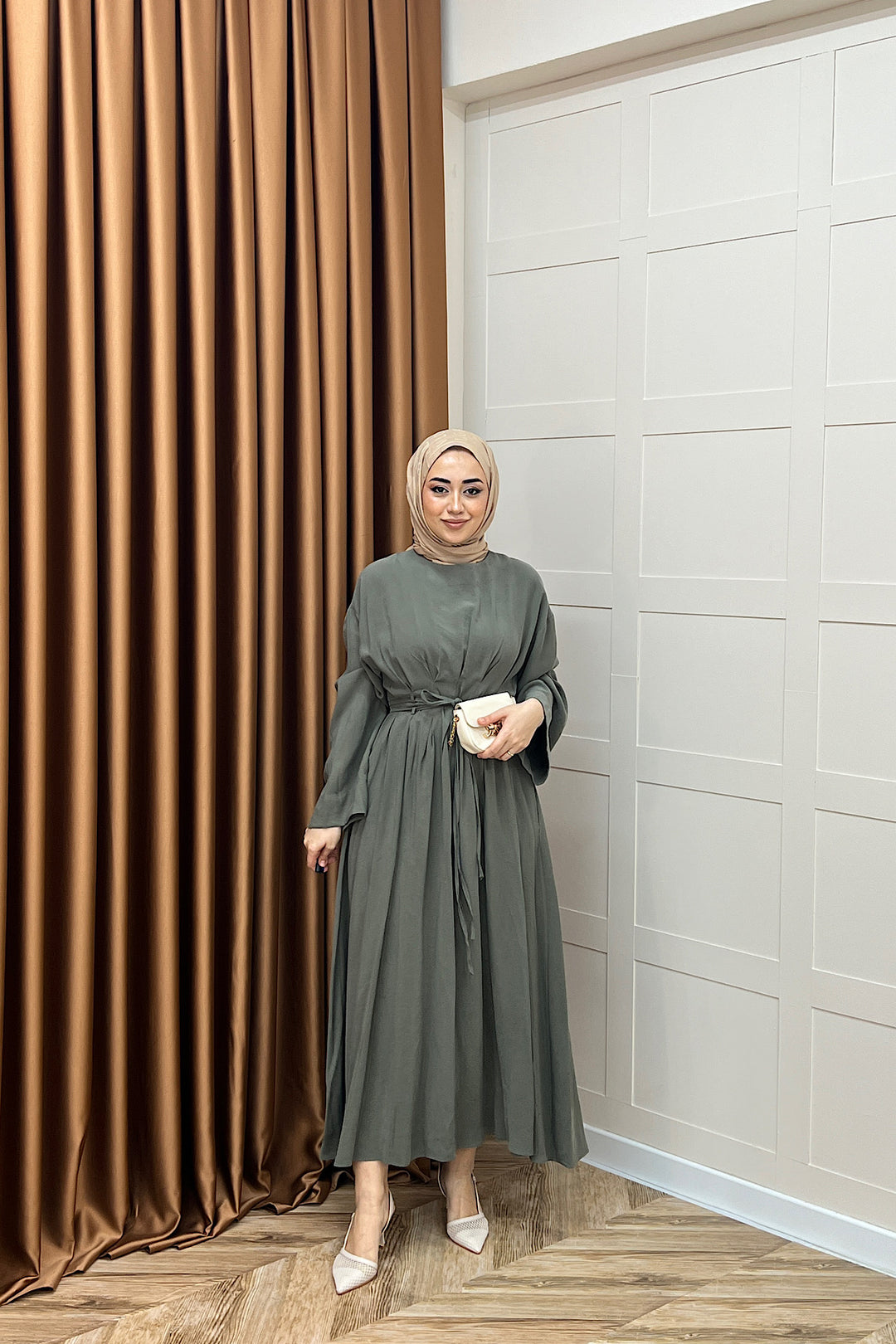 Alya Belden Bağlamalı Elbise Yeşil 39020-YESIL