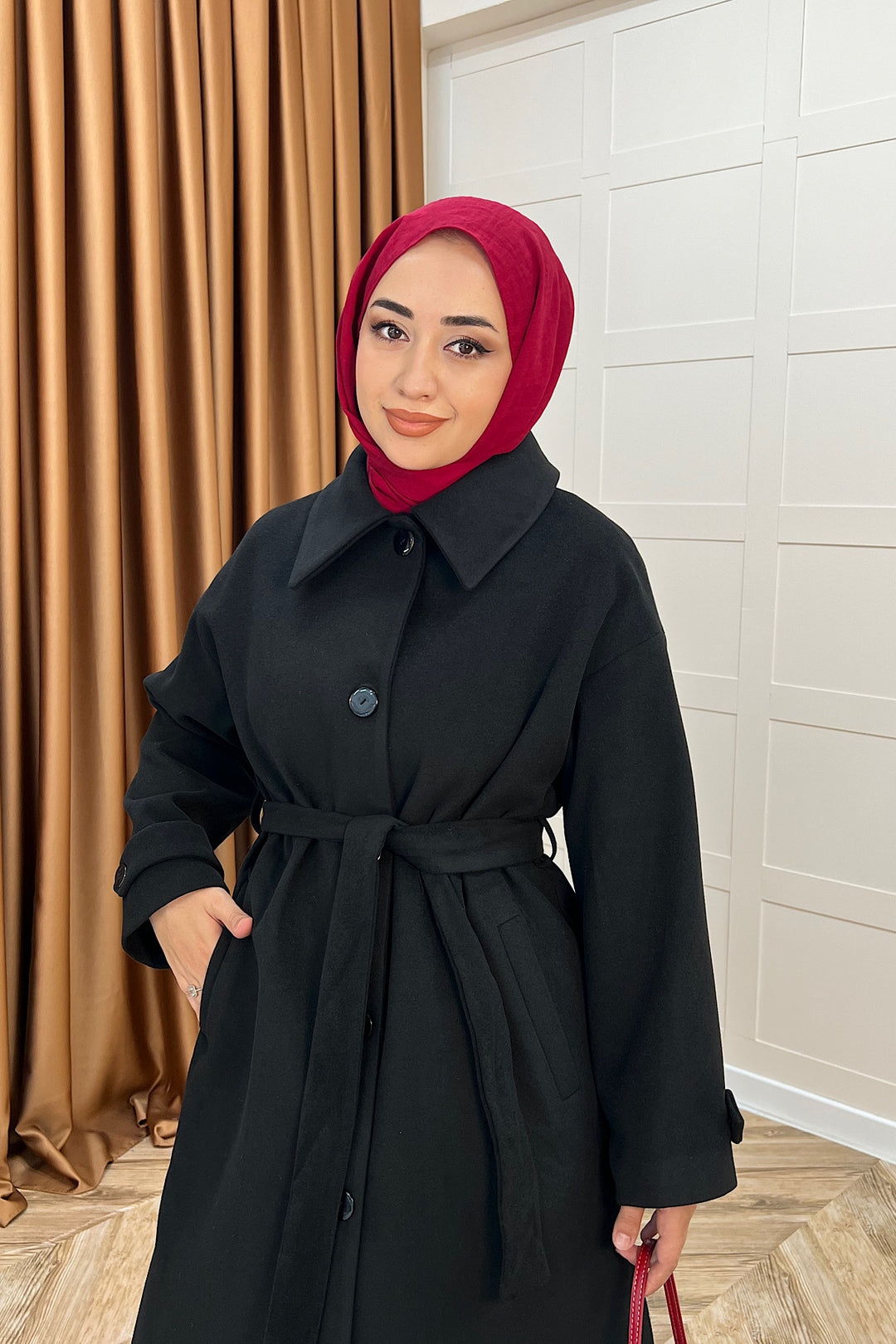 Parla Premium Kumaş Kaban Siyah 5516-SIYAH