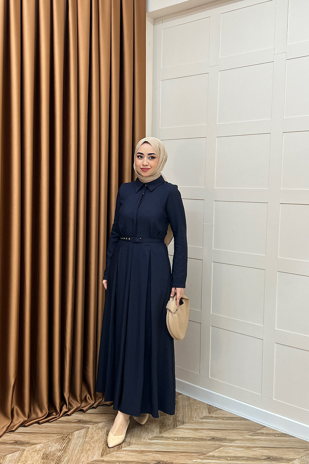 Lunia Kemerli Elbise Lacivert 5010-LACIVERT