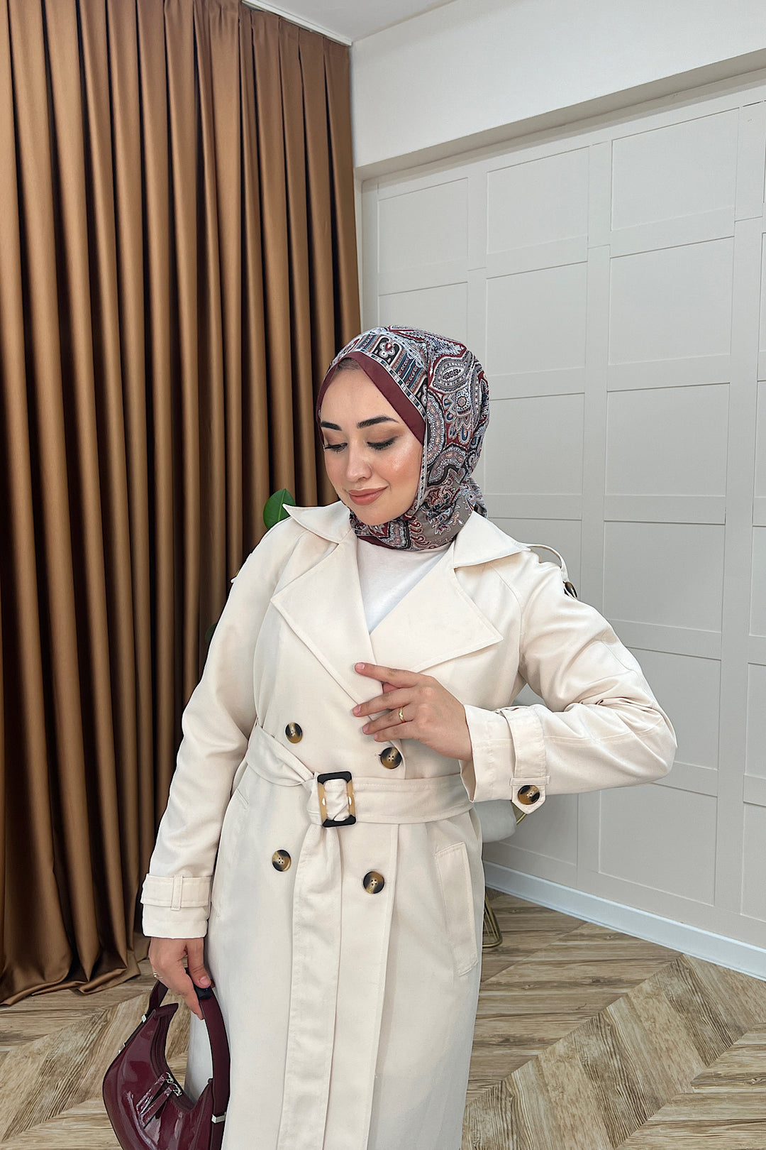 Pamella Kuşaklı Trençkot Taş 5533-TAS