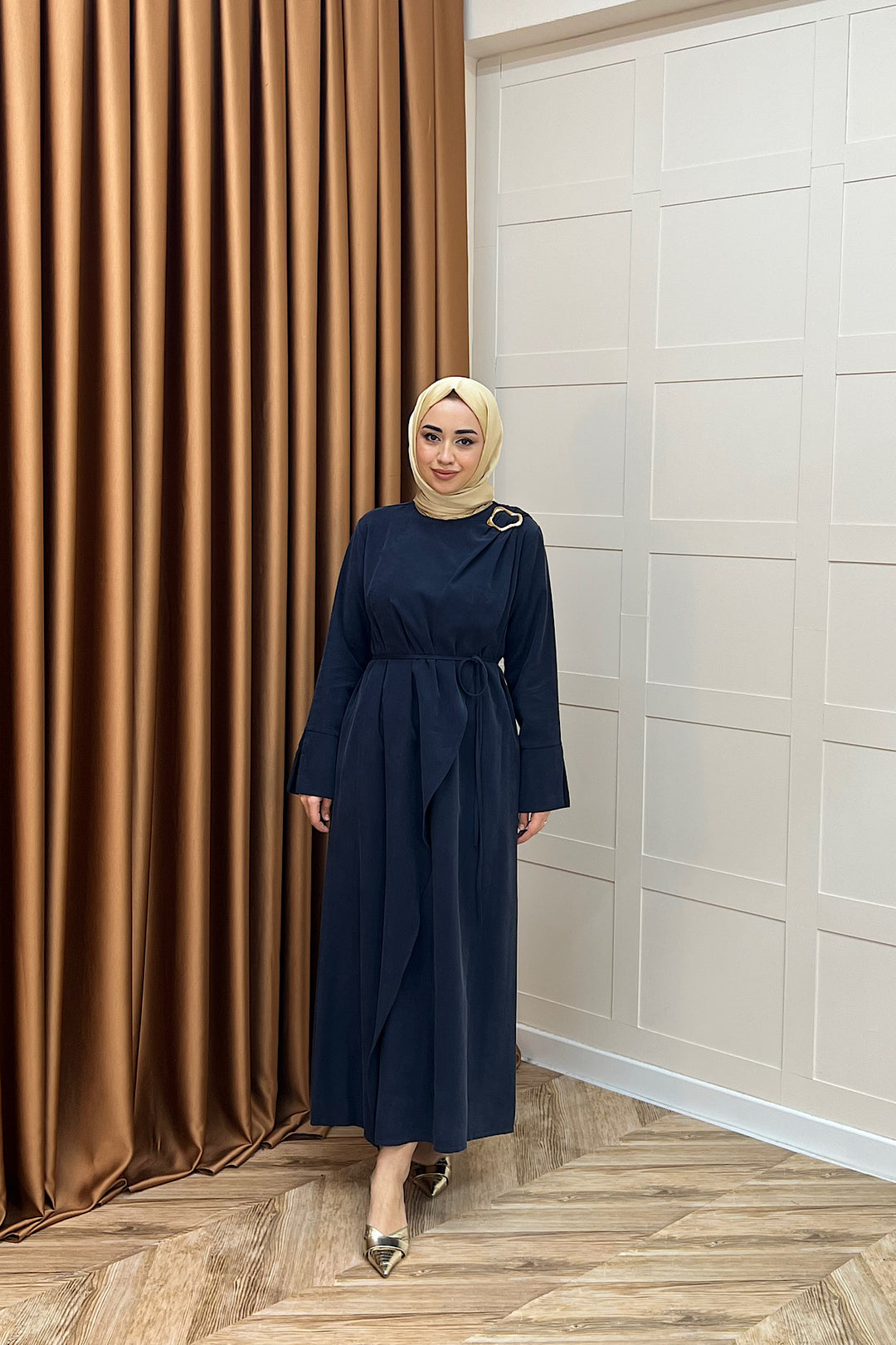 Paria Toka Detay Elbise Lacivert 3345-LACIVERT