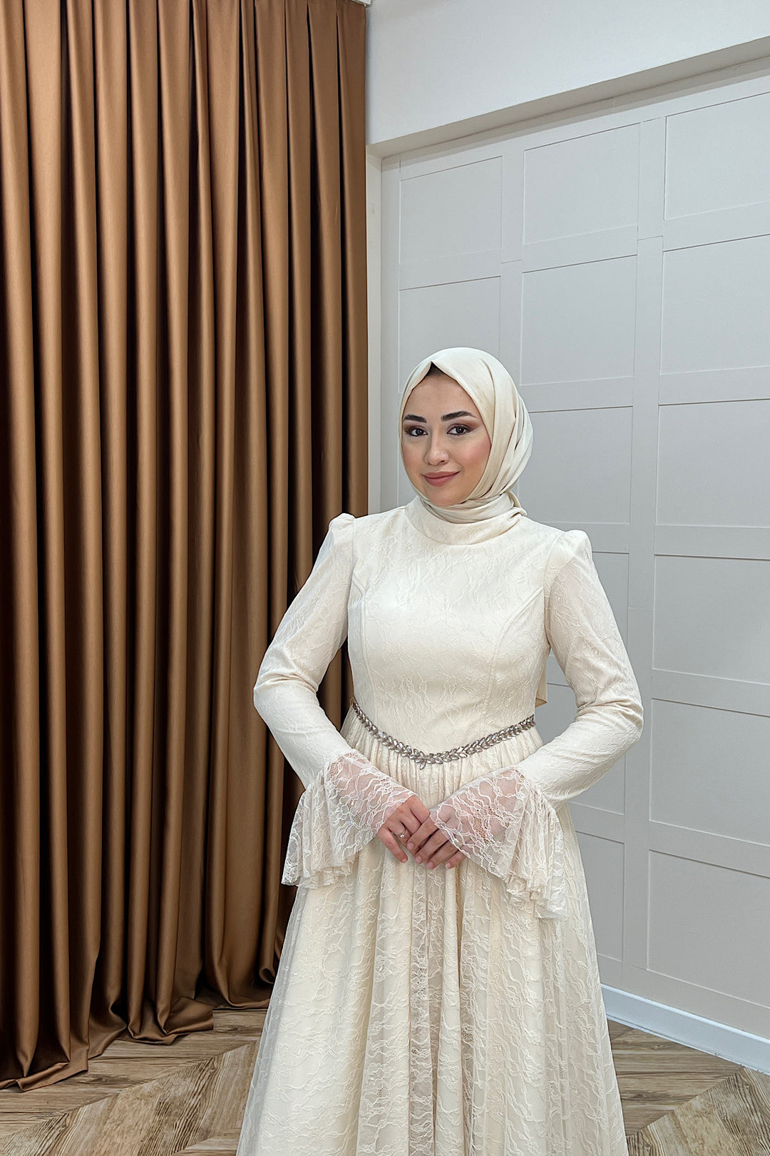 Elena Dantel Abiye Krem 03101-KREM