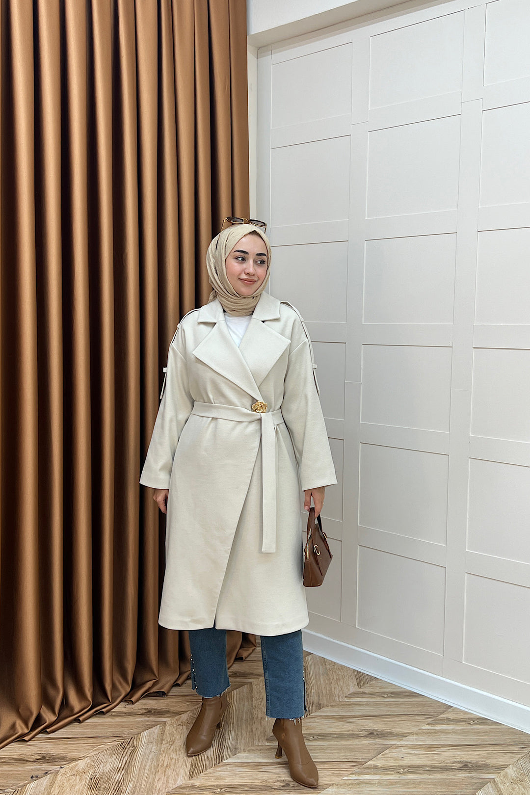 Parya Omuz Detay Kaşe Kaban Taş 5531-TAS