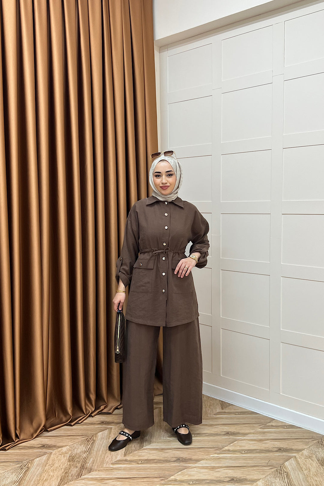 Aria Belden Bağlamalı İkili Takım Kahverengi 3184-KAHVERENGI