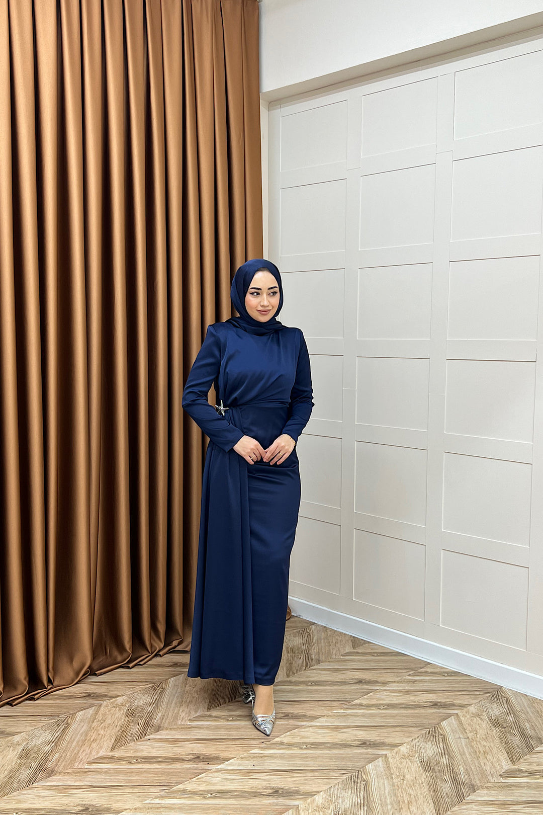 Hazel Saten Abiye Lacivert 3084-LACIVERT