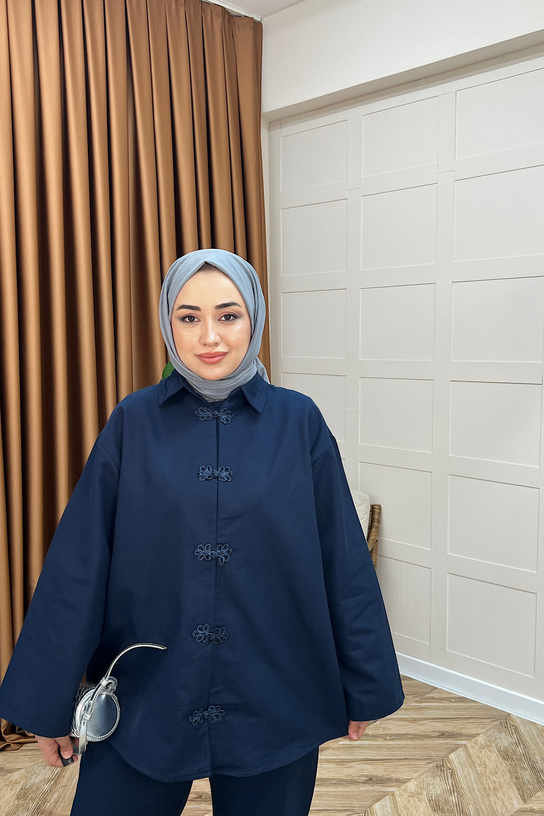 Nilda Aksesuar Düğmeli Takım Lacivert 62812-LACIVERT
