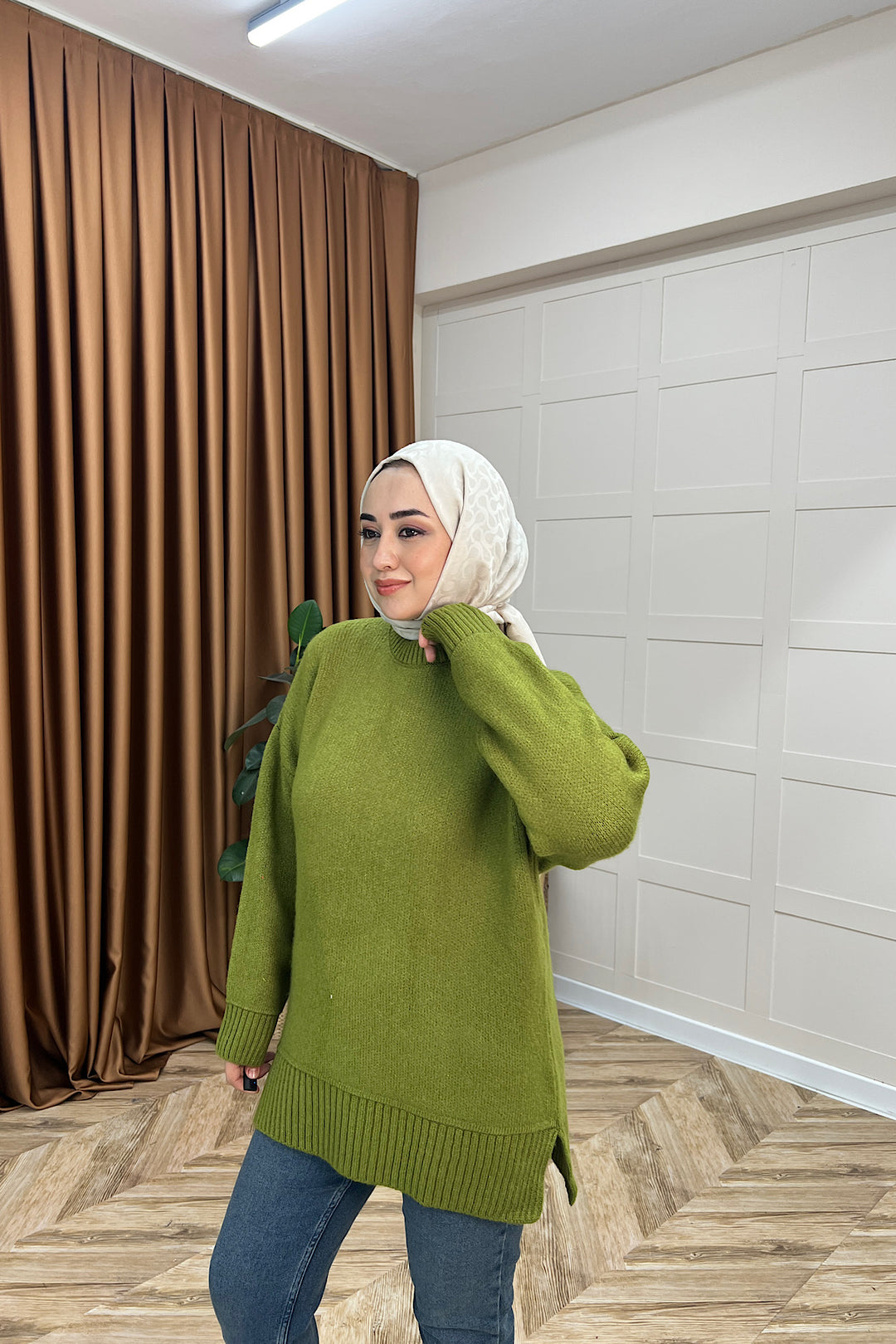 Lones Yumoş Tunik Yağ Yeşili 26194-YAGYESILI