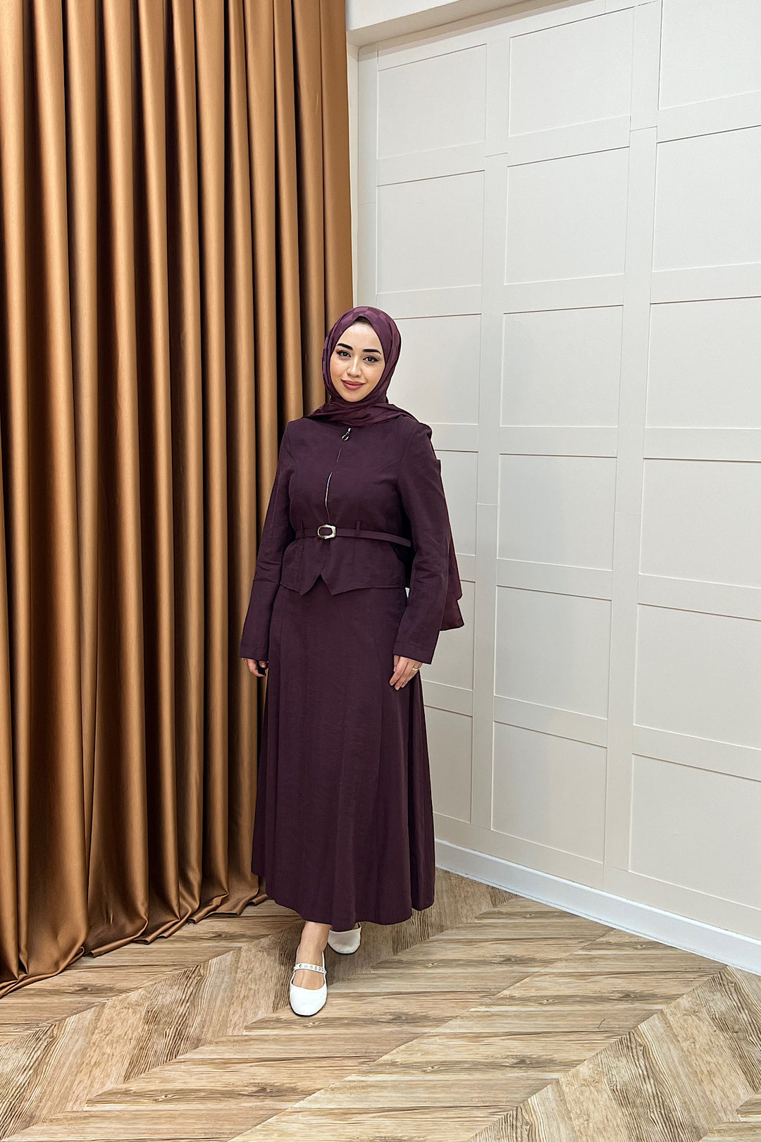 Mira Kemerli Etek Takım Mürdüm 03183-MURDUM