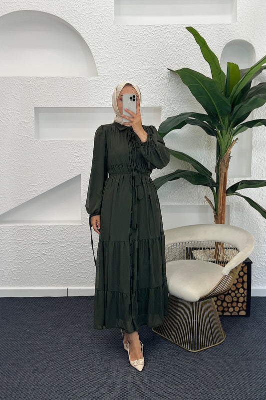Belinda Şifon Elbise Haki 3043-HAKI