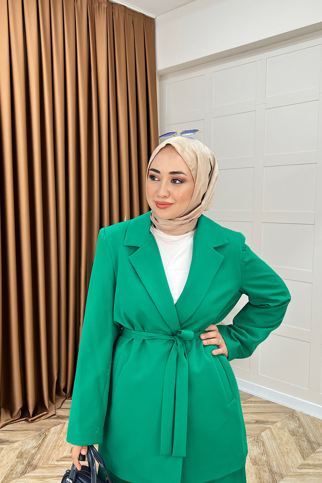 İkili Düz Ceket Takım Yeşil 6151-YESIL