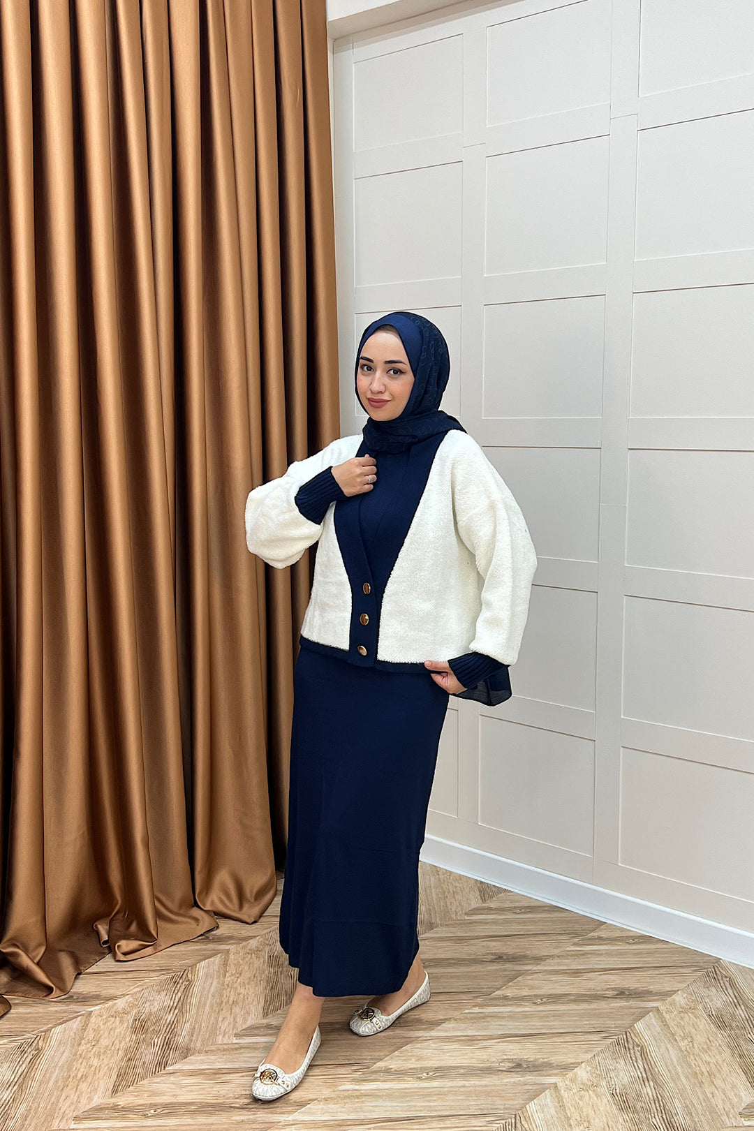 Sezen İkili Triko Elbise Lacivert 241090-LACIVERT