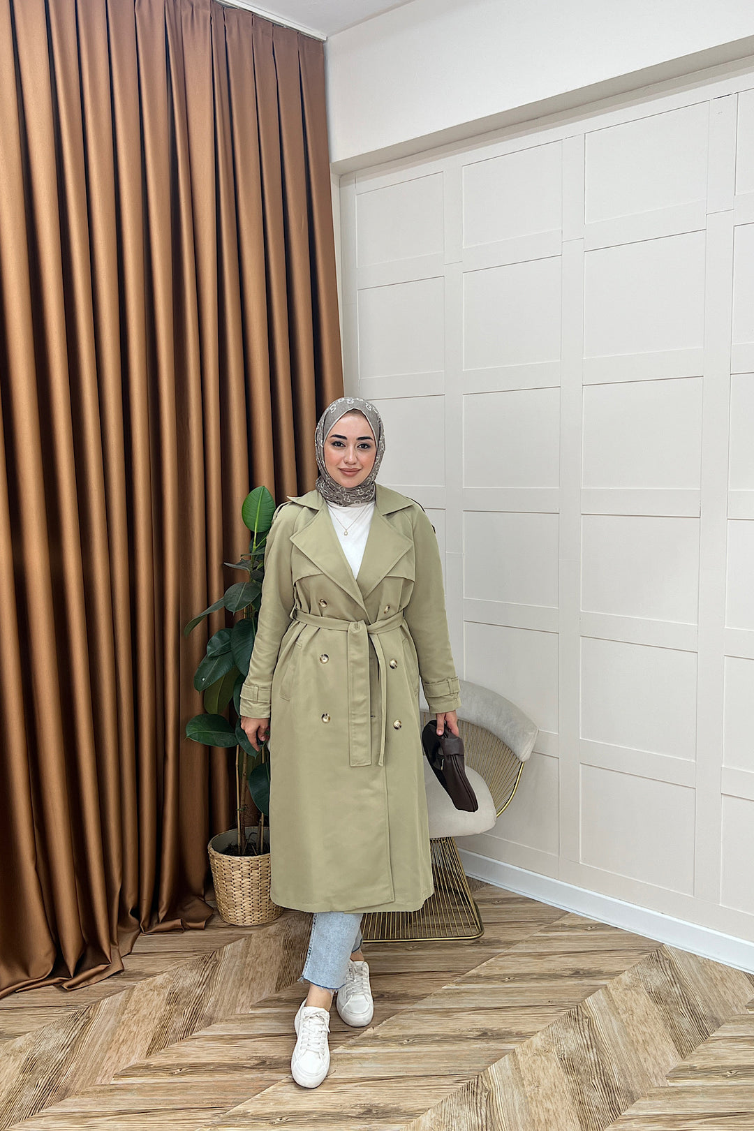 Hazel Astarlı Trençkot Çağla Yeşili 5532-CAGLAYESILI