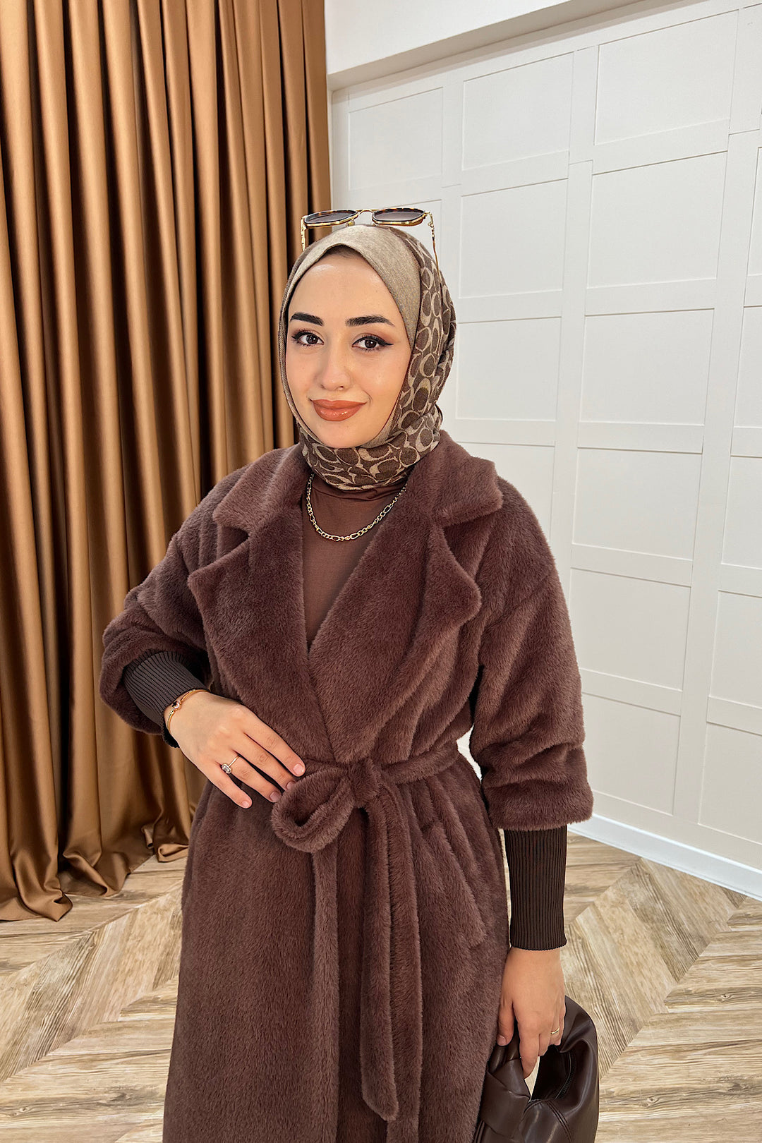 Angora Premium Kumaş Kaban Kahverengi 5519-KAHVERENGI