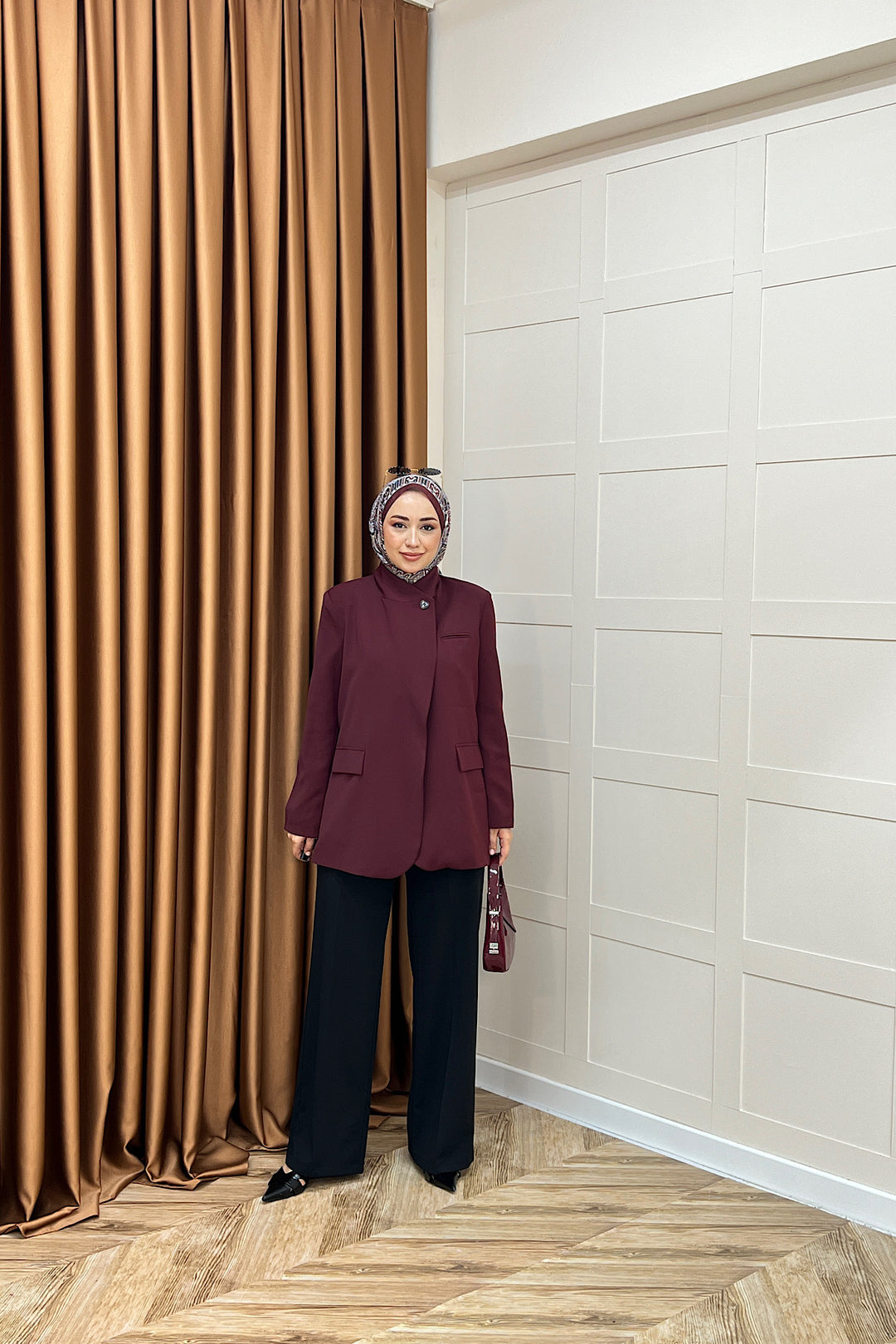 Sara Blazer Ceket Bordo 70147-BORDO