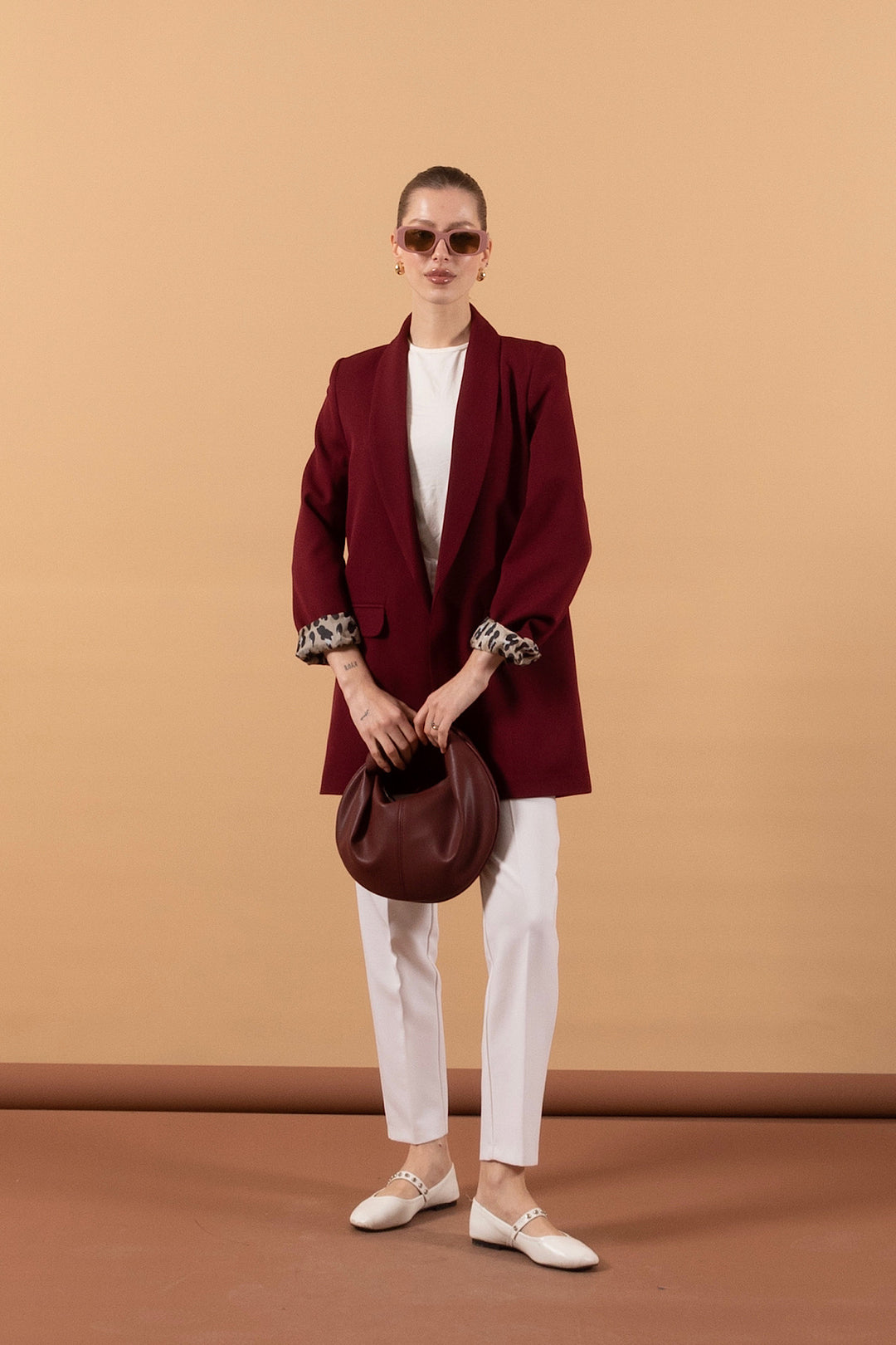 Şal Yaka Blazer Ceket Bordo 2030-BORDO