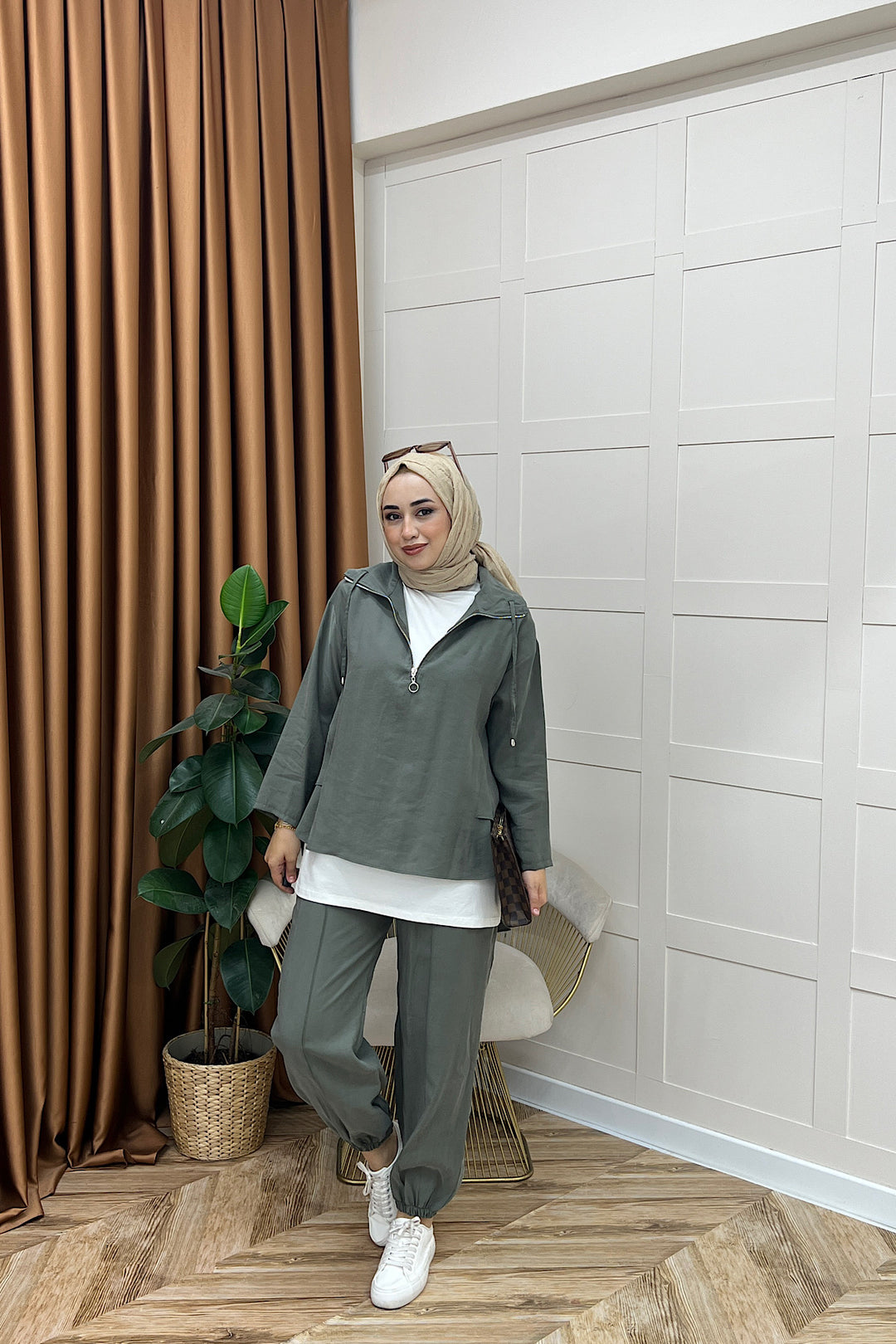 Almira Yarım Fermuar İkili Takım Yeşil 08370-YESIL