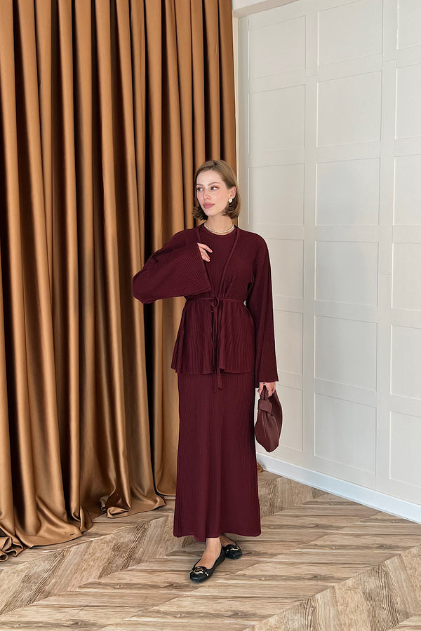 Medusa Jileli Triko Elbise Bordo 25370-BORDO