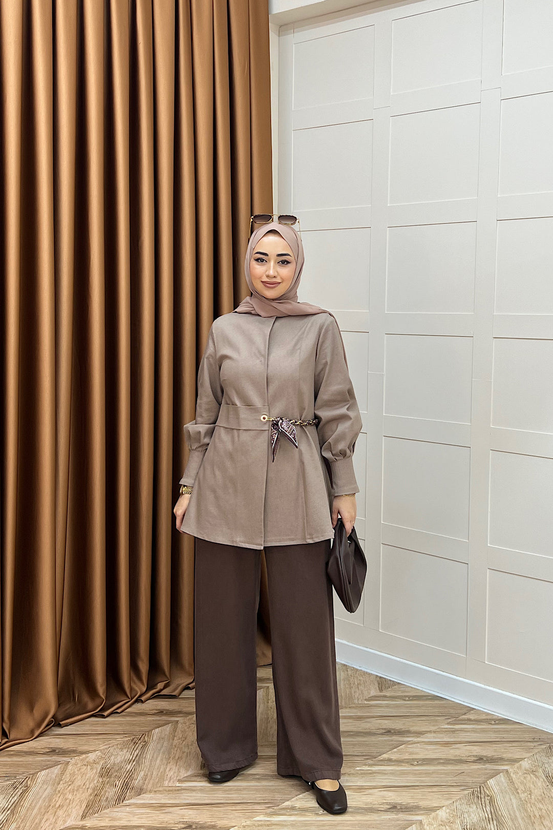 Wanda Fular Kemer Detay Gabardin Kap Vizon 26029-VIZON