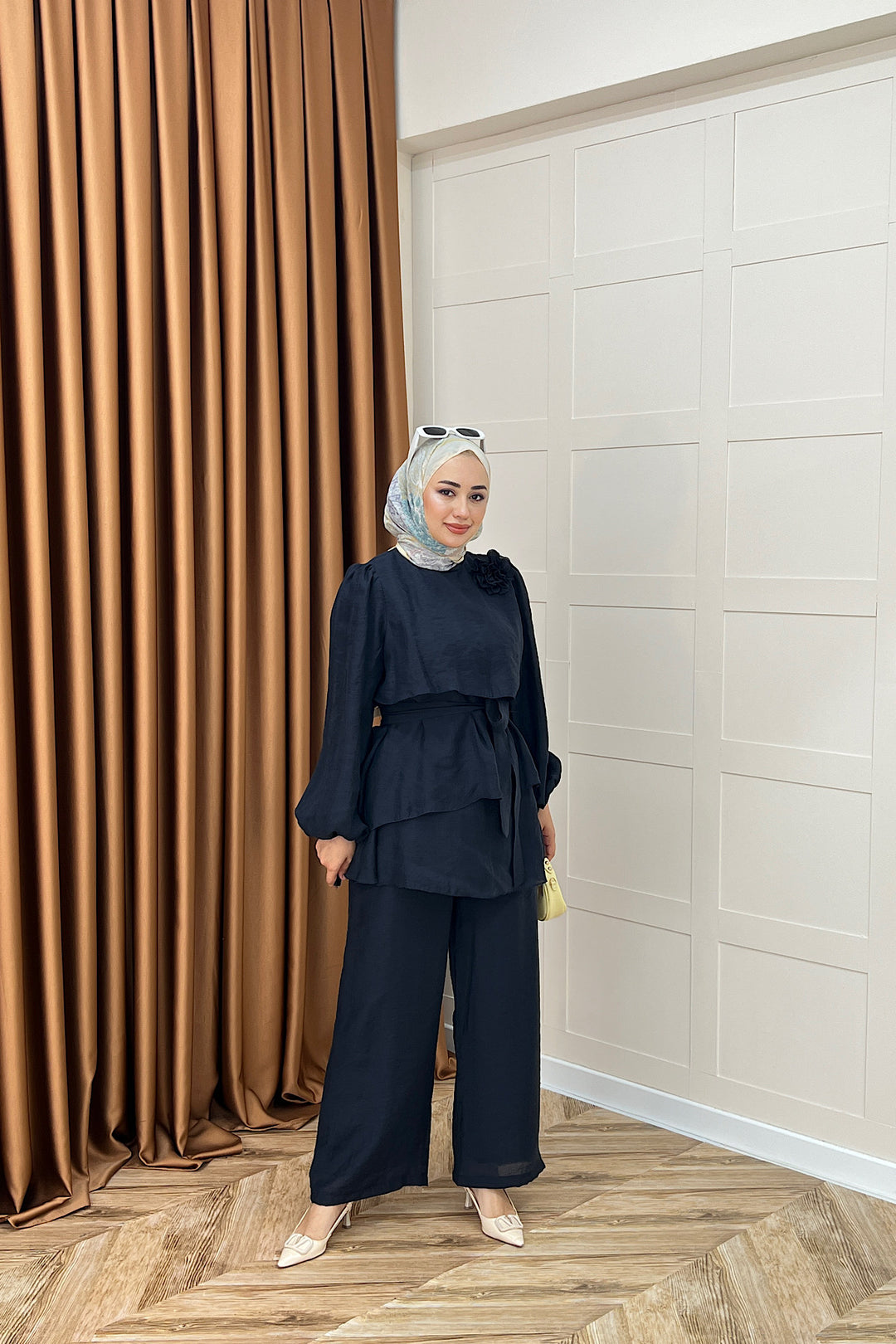 Aura Broş Detay Takım Lacivert 74001-LACIVERT