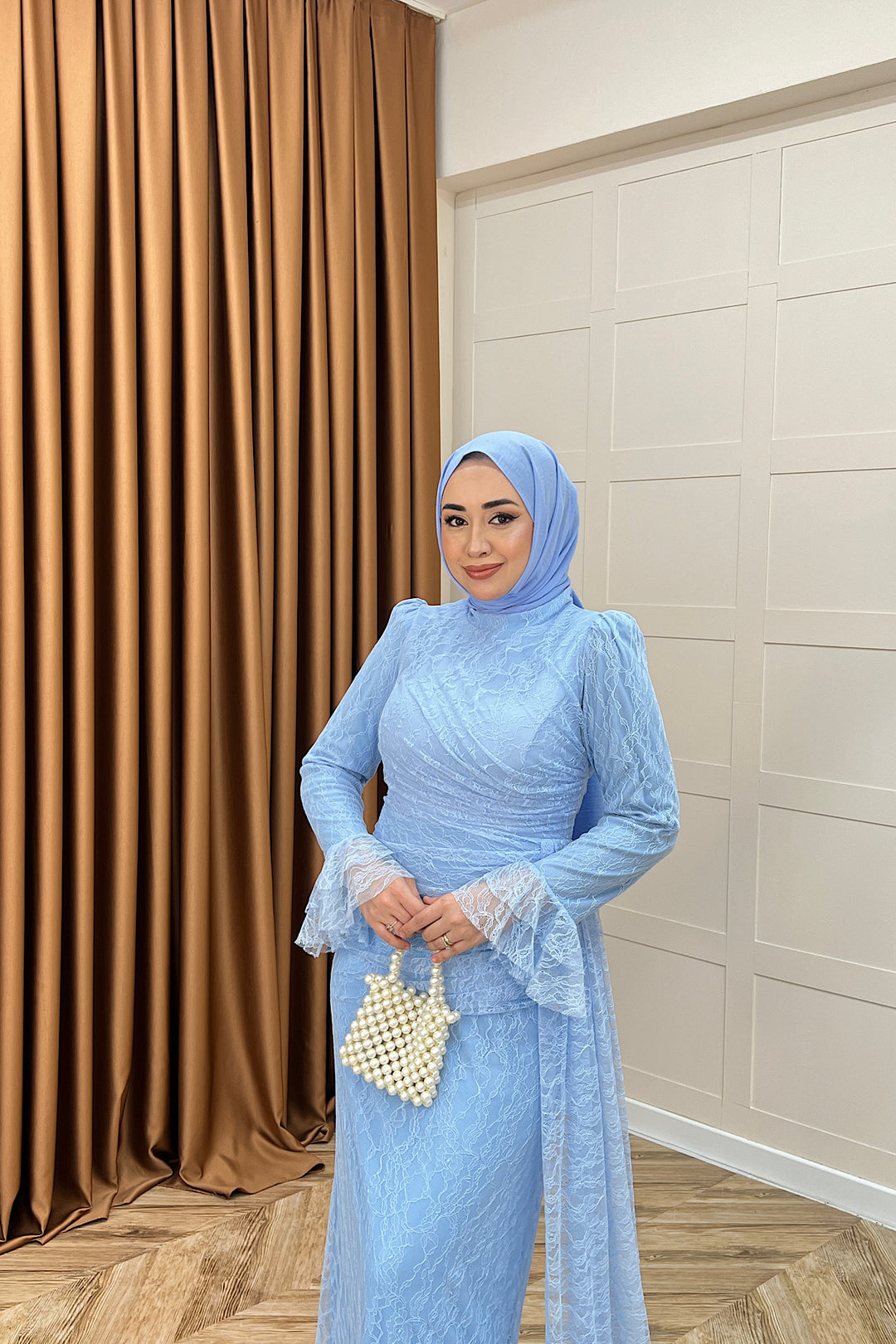 Serena Dantel Balık Abiye Mavi 3082-MAVI