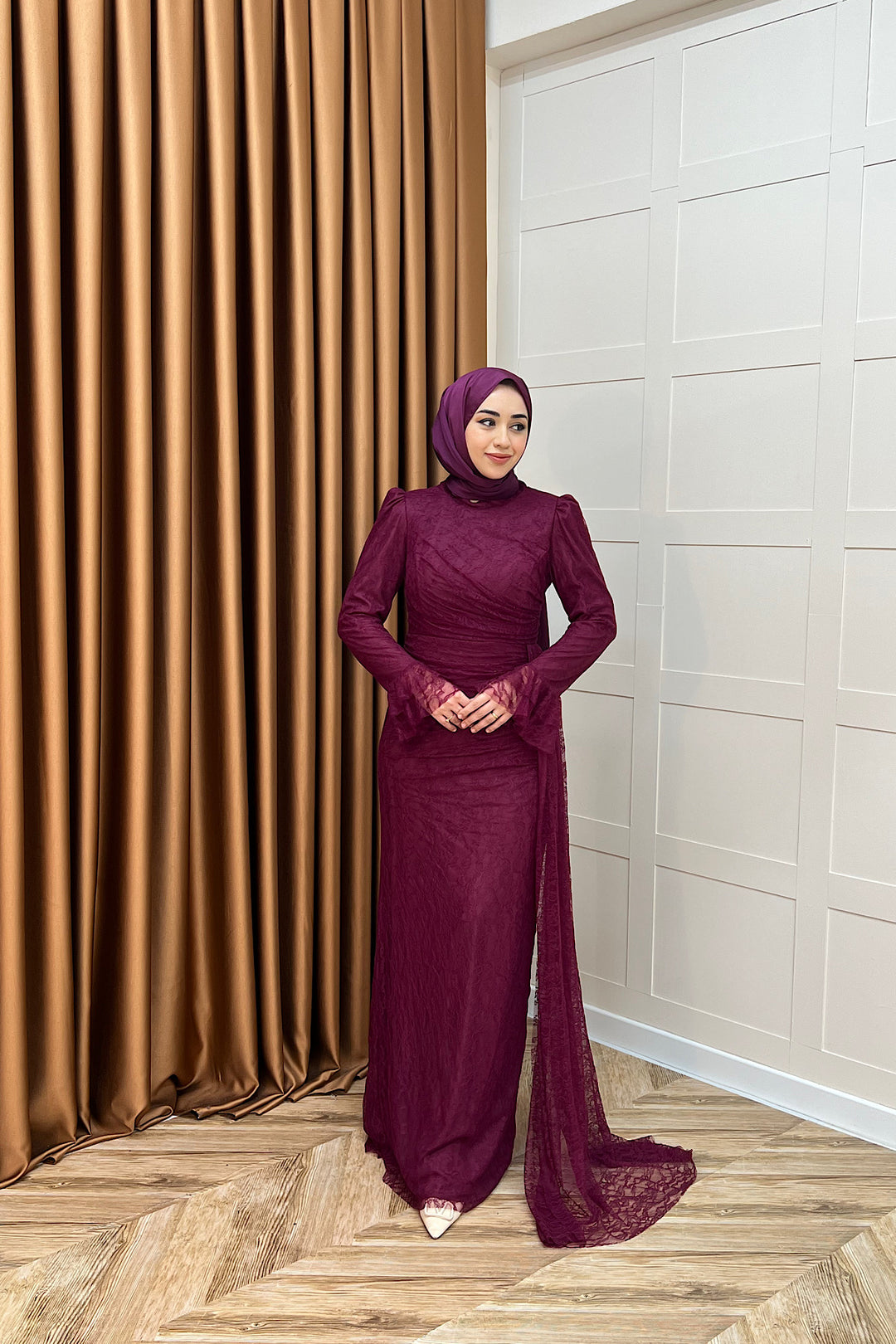 Serena Dantel Balık Abiye Mürdüm 3082-MURDUM