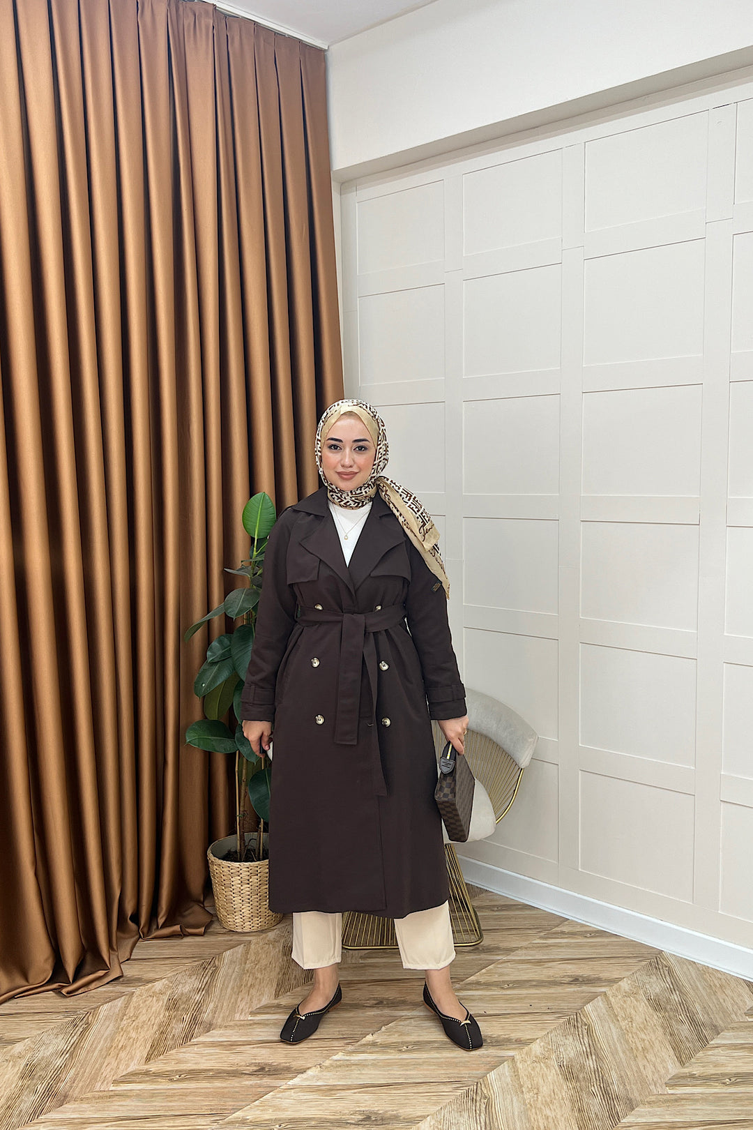 Hazel Astarlı Trençkot Kahverengi 5532-KAHVERENGI