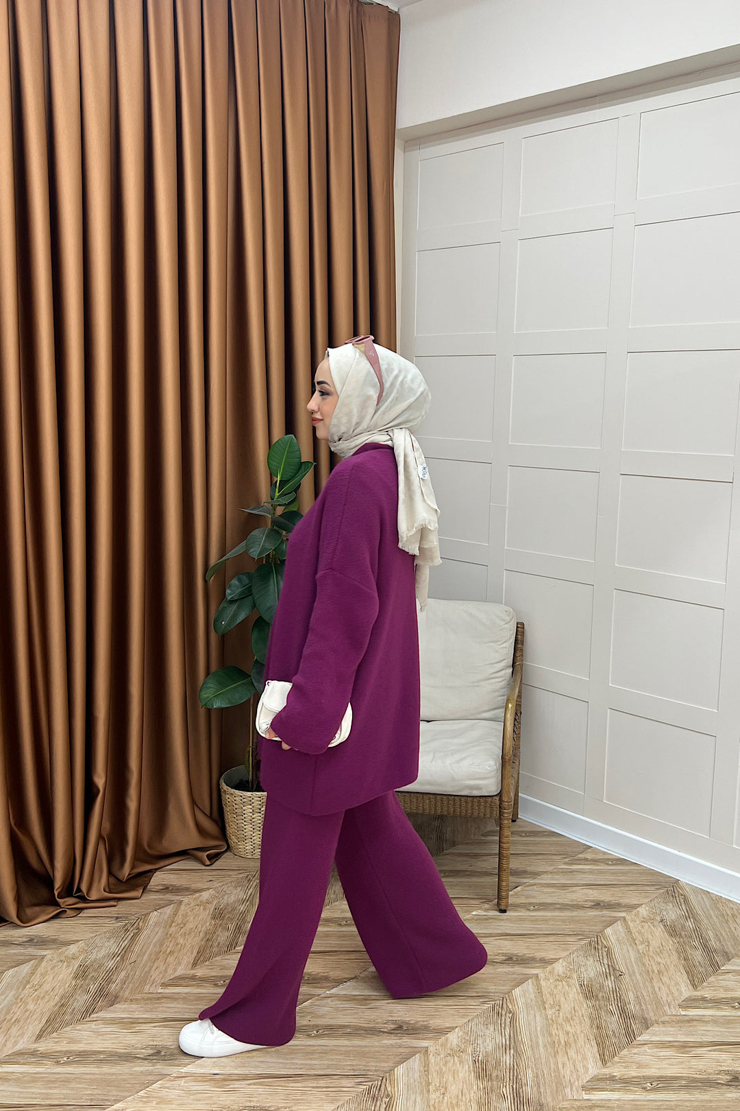 Dilşah Angora İkili Triko Takım Mürdüm 25650-MURDUM