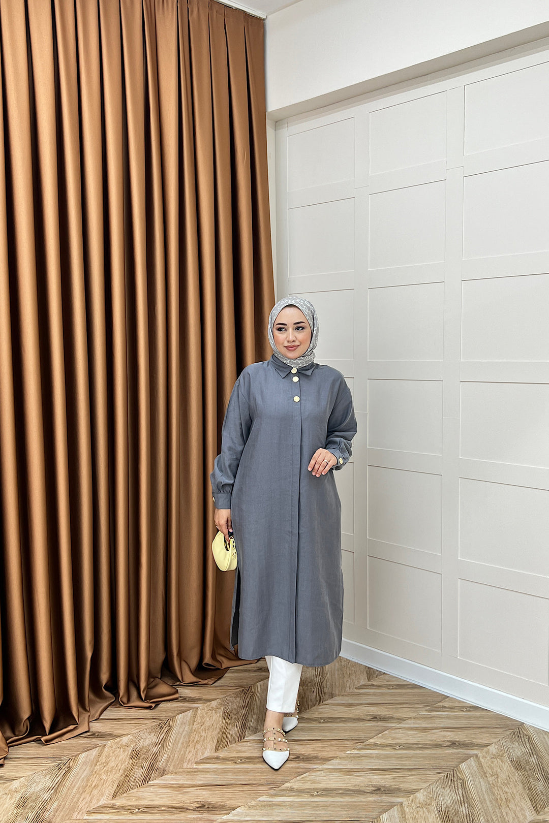 Zaina Uzun Tunik Gri 6523-GRI