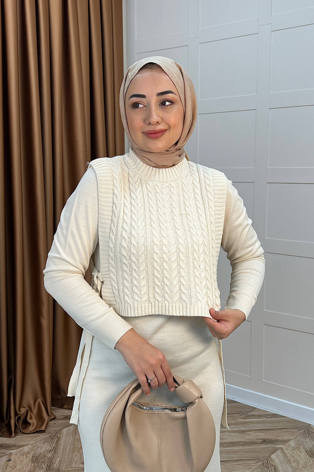 Barles İkili Triko Elbise Krem 25220-KREM