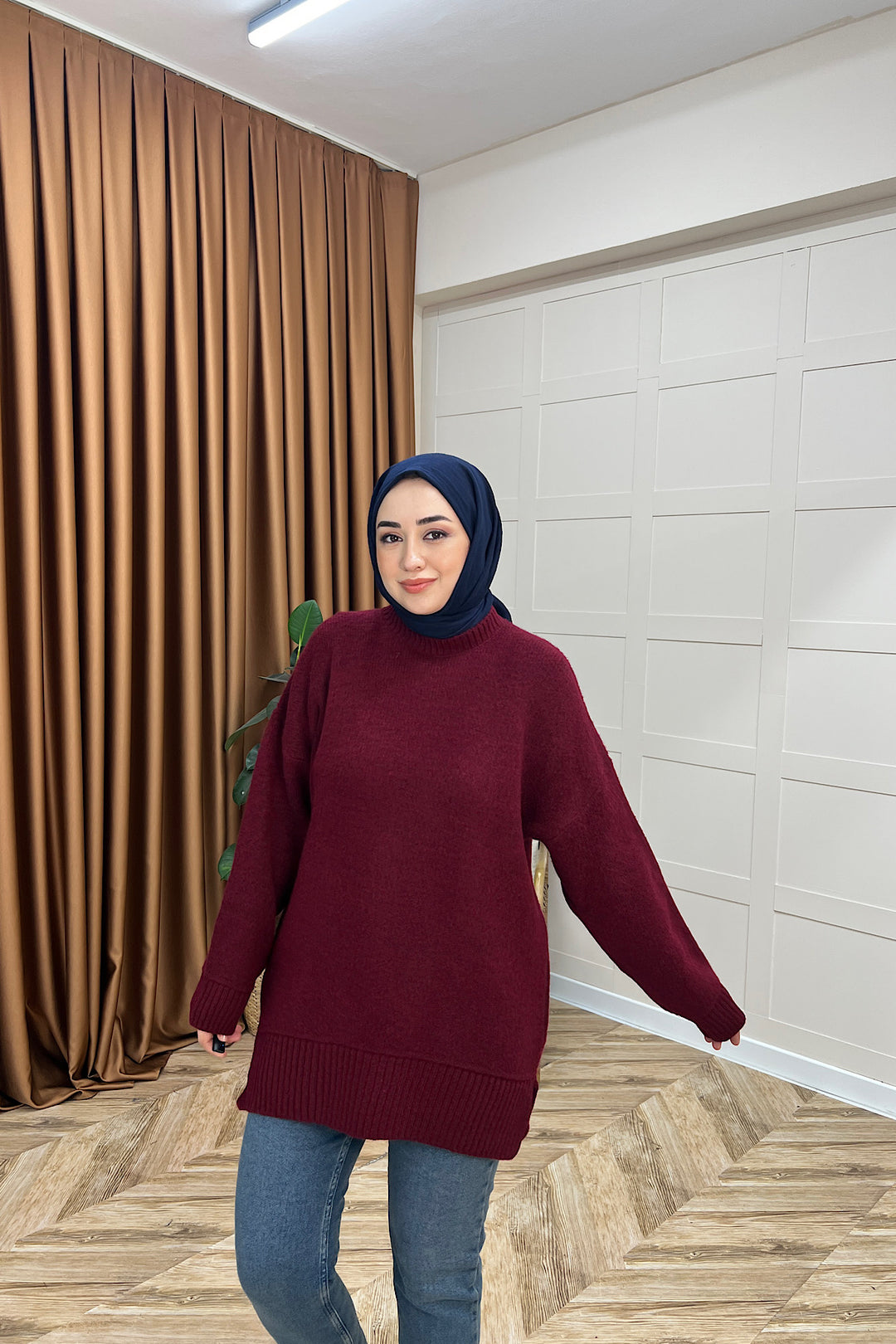 Lones Yumoş Tunik Bordo 26194-BORDO