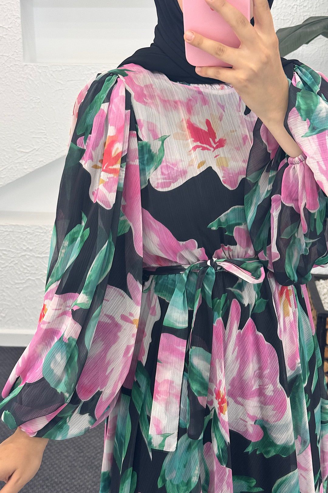 Mindy Hayal Desen Elbise Siyah 3055-SIYAH