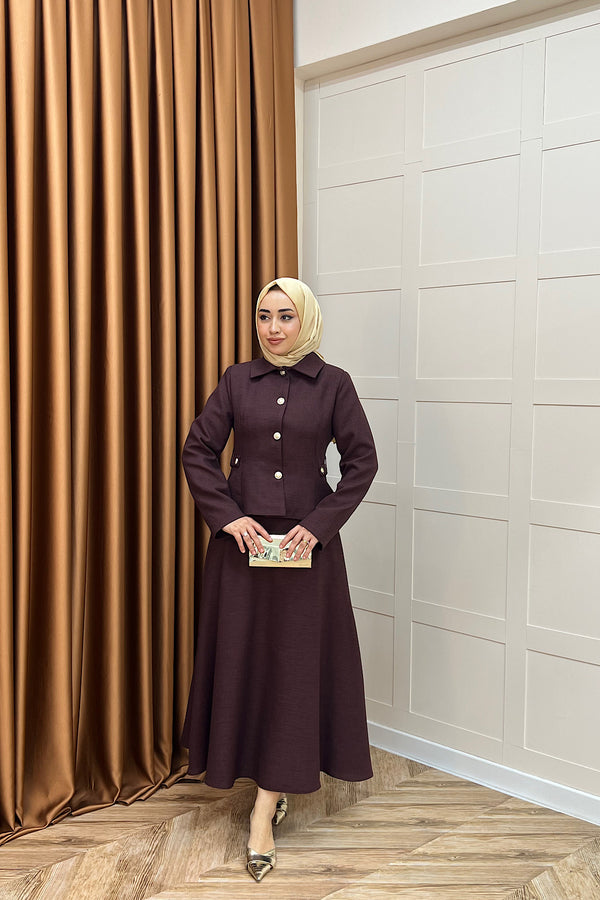 Pırlanta Etek Takım Mürdüm 3179-MURDUM