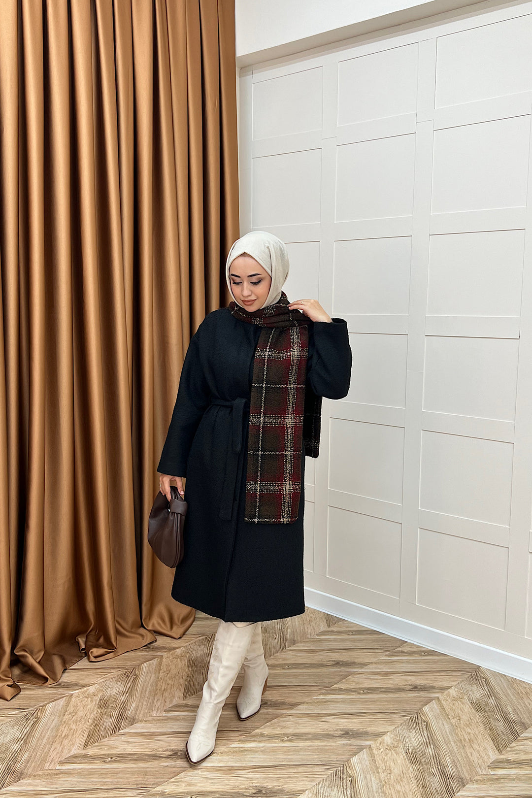 Duru Premium Kumaş Atkı Detay Kaban Siyah 5517-SIYAH