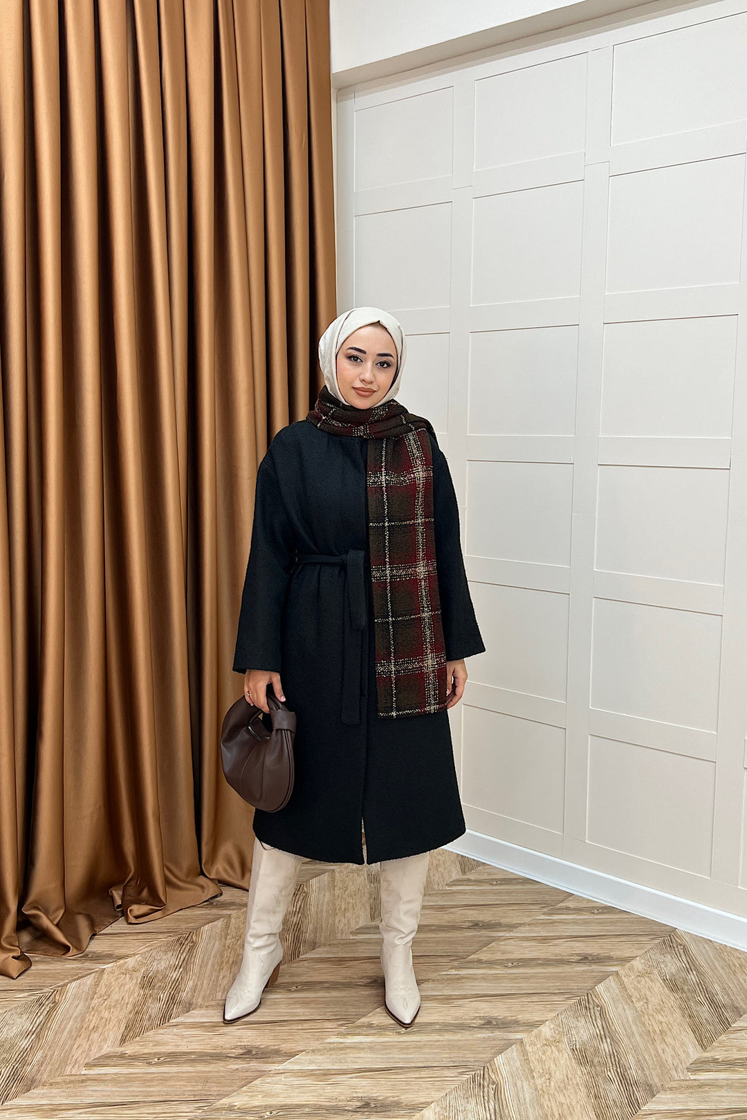 Duru Premium Kumaş Atkı Detay Kaban Siyah 5517-SIYAH